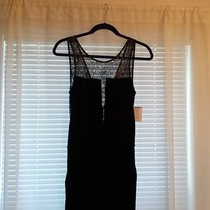 Black Velvet Jumpsuit with Gold lace cutouts
